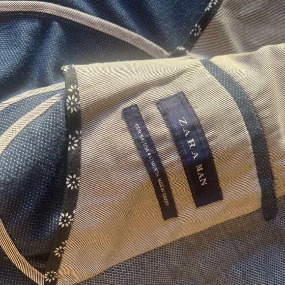 Zara Man  Blue & White  Design  Double Breasted  Blazer Size  44 USA / 54 EUR - Picture 8 of 9